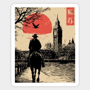 Victorian London Rider in Ukiyo-e Style Magnet
